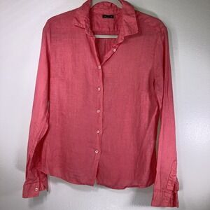 Studio B Women's M Button Up Coral Linen Top Made In Italy